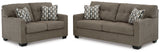 Mahoney Chocolate Sofa and Loveseat side view