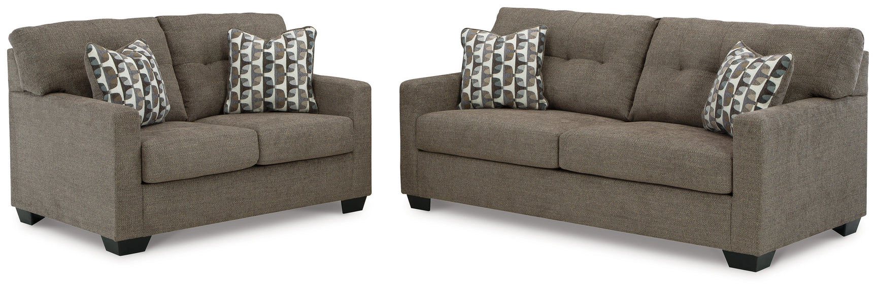 Mahoney Chocolate Sofa and Loveseat side view