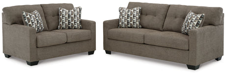 Mahoney Chocolate Sofa and Loveseat side view