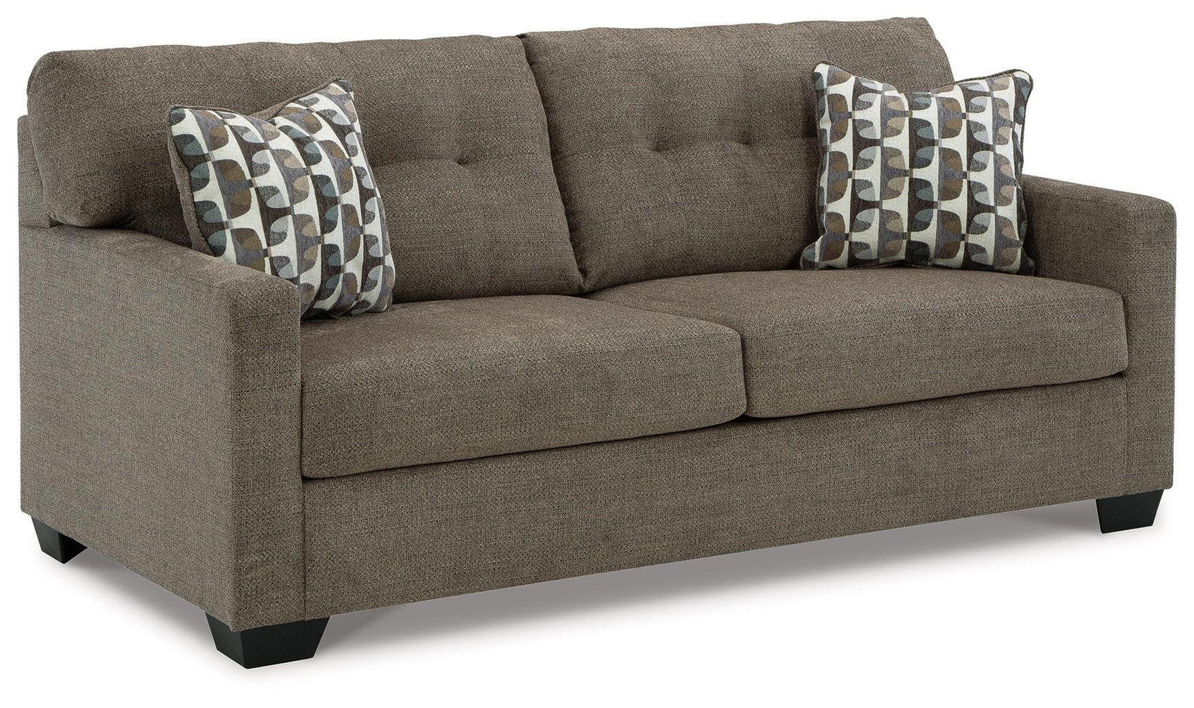 Side angle of Mahoney Chocolate Chenille Sofa