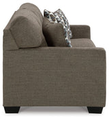 Side main view of Mahoney Chocolate Sofa and Loveseat