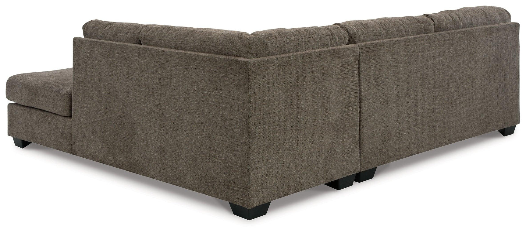 Detail view of Mahoney Chocolate 2-Piece Sleeper Sectional with Chaise sectional sofa
