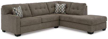 Detail view of Mahoney Chocolate sectional sofa upholstery