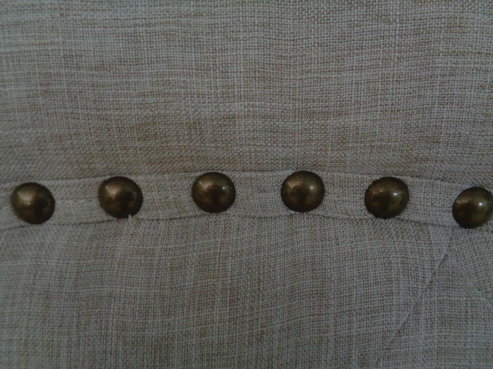 Sonoma Beige Upholstered Camelback Queen Bed - Detail of fabric texture and frame construction