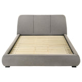 Curved headboard design of Mokena king platform bed taupe