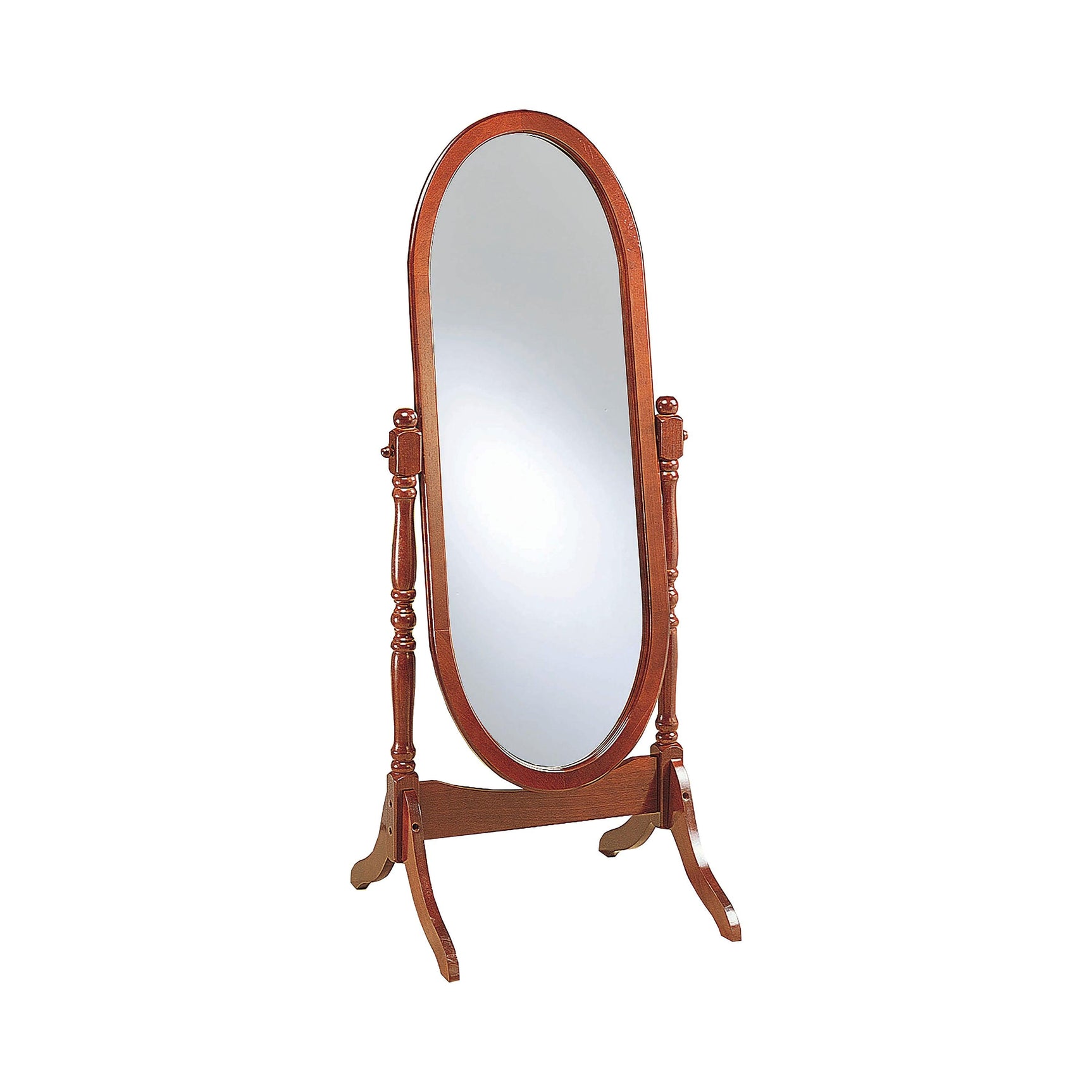 Close-up of merlot frame texture on Foyet Oval Cheval Mirror