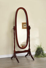 Side angle of Foyet Oval Cheval Floor Mirror showing oval shape