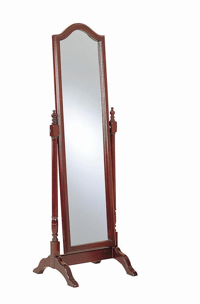 Cabot Cheval Mirror with Arched Top in Merlot Finish, front view