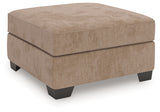 Olten Mocha Chenille Oversized Accent Ottoman side view showing legs