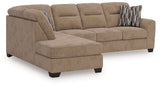 Room view featuring Olten Mocha Chenille sectional sofa with chaise