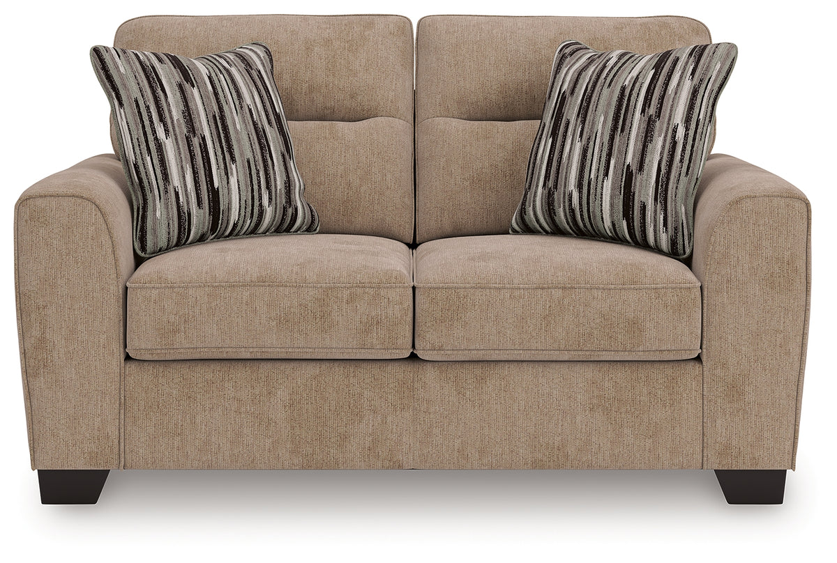 Olten Mocha Chenille Loveseat head-on view