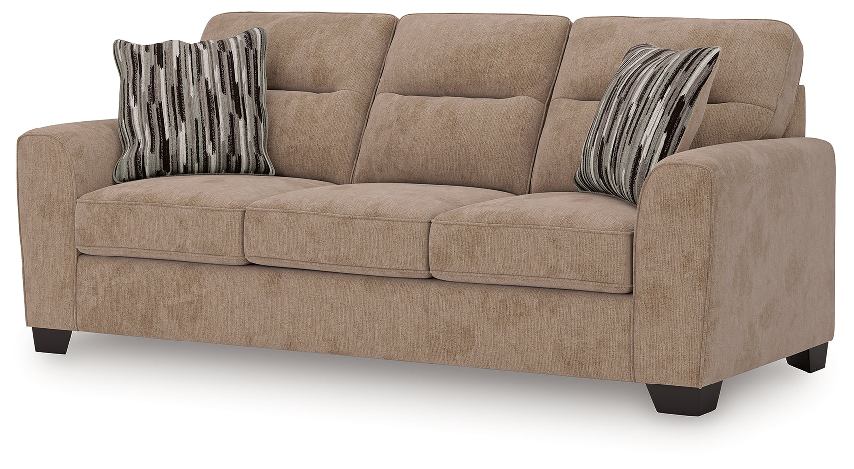 Close-up of mocha chenille fabric detail on Olten sofa