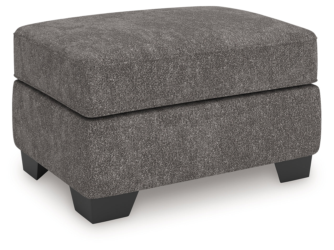Olten Ottoman side angle view showing faux wood feet