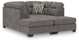 Olten Graphite Chenille 2-Piece Super Chaise sectional side view