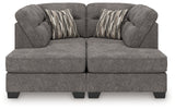 Olten Graphite Chenille 2-Piece Super Chaise sectional front-facing view