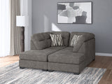 Olten Graphite Chenille 2-Piece Super Chaise sectional detailed fabric close-up