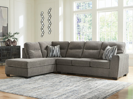 room view of Olten Graphite Chenille 2-Piece Sectional with Chaise in living space
