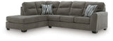 alternate main view of Olten Graphite Chenille 2-Piece Sectional with Chaise sofa