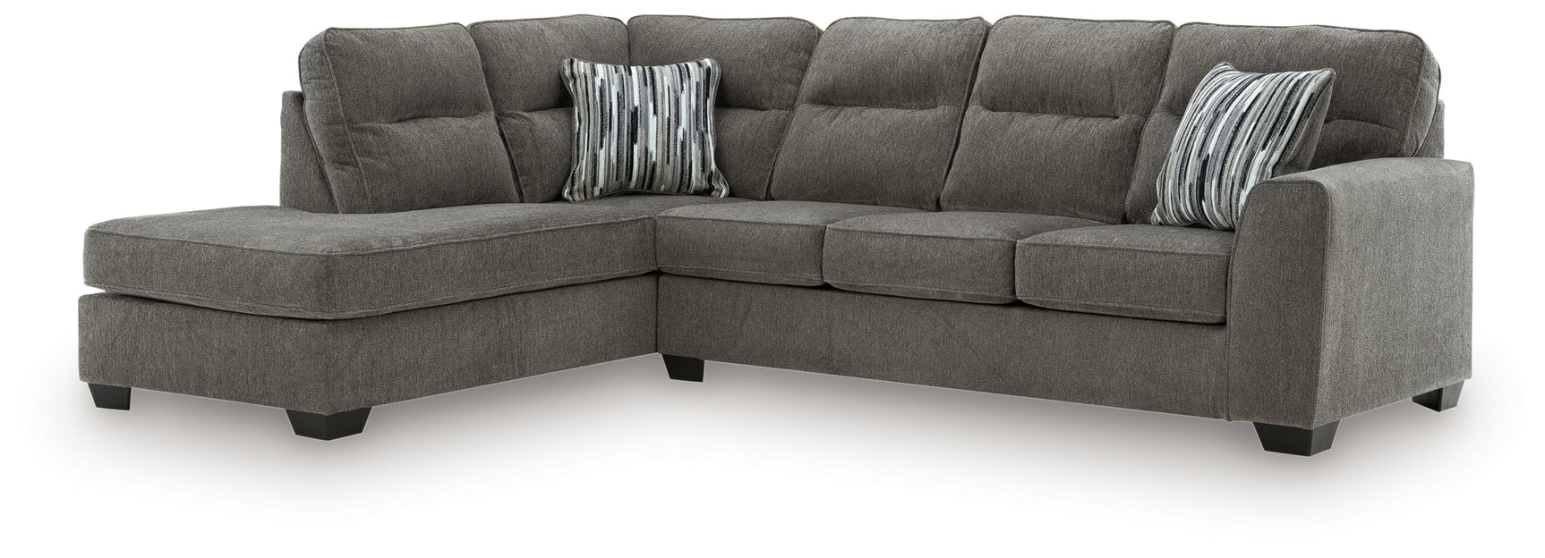 alternate main view of Olten Graphite Chenille 2-Piece Sectional with Chaise sofa