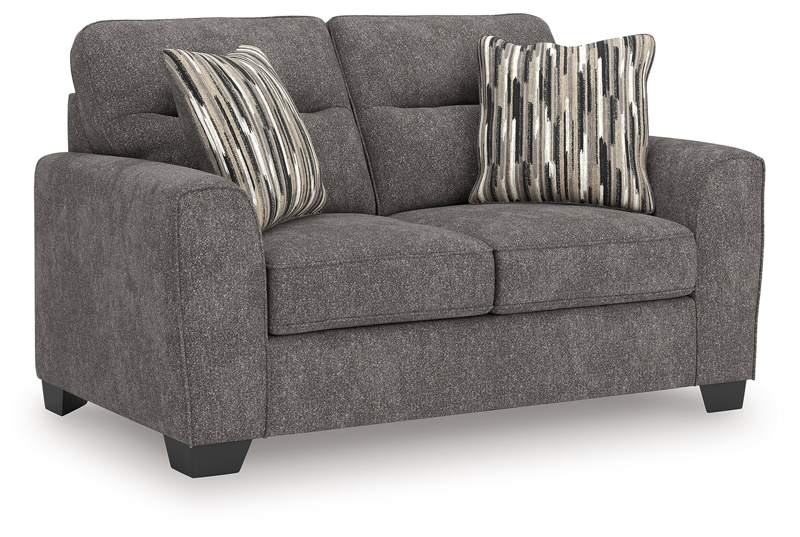 Olten Loveseat close-up side angle showing fabric texture and pillow