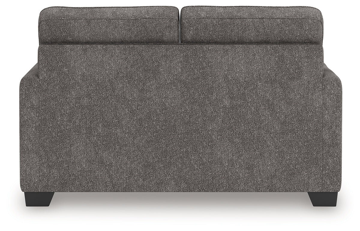 Olten Loveseat back view showing clean upholstery