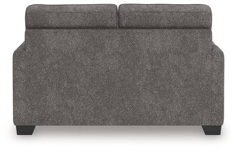 Olten Loveseat back view showing clean upholstery