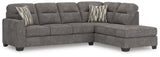angled close-up of chenille upholstery and cushioning on Olten sectional