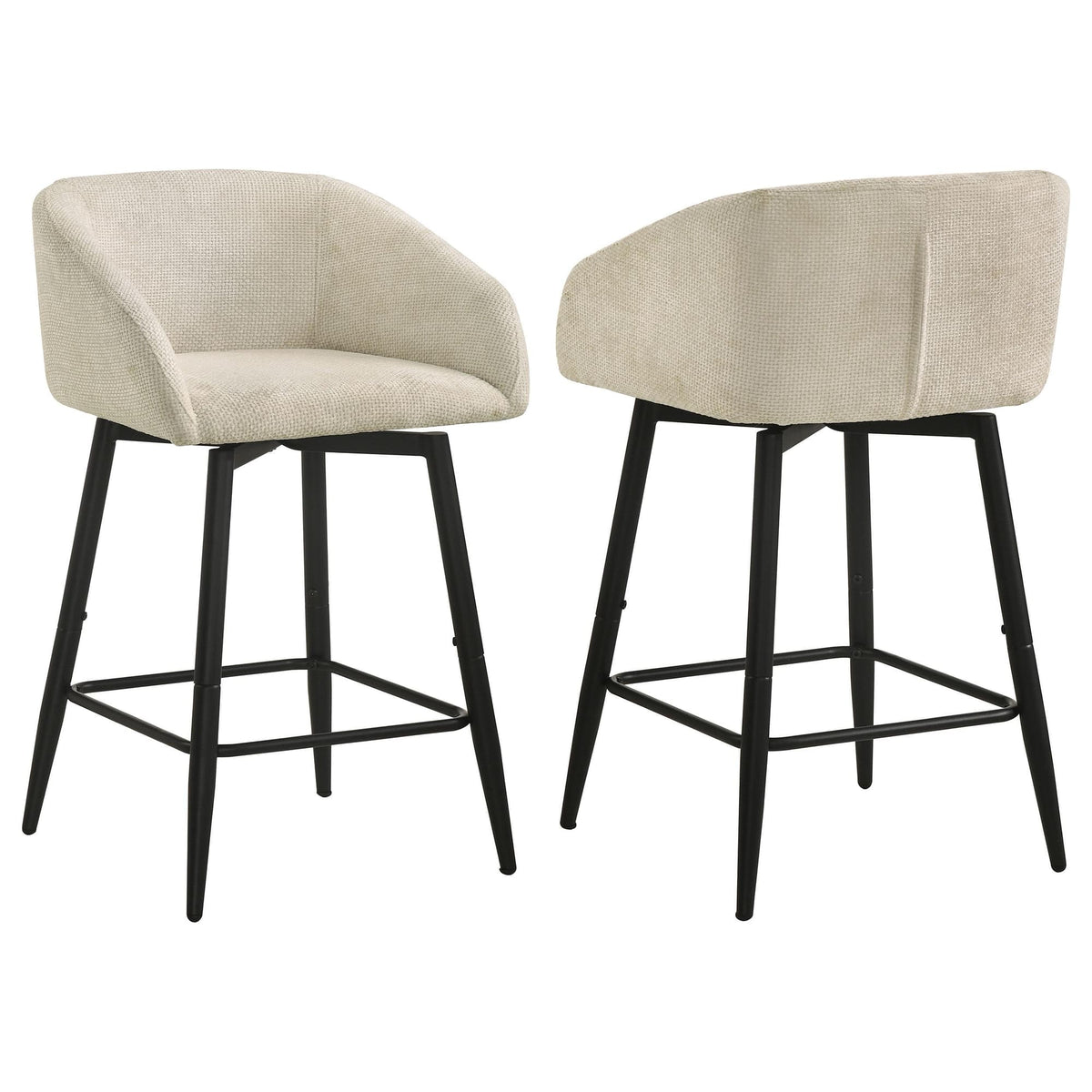 Rainer Cream Fabric Upholstered Swivel Counter Height Chair Set of 2 — product view