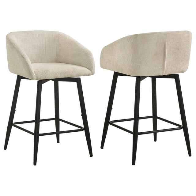 Rainer Cream Fabric Upholstered Swivel Counter Height Chair Set of 2 — product view