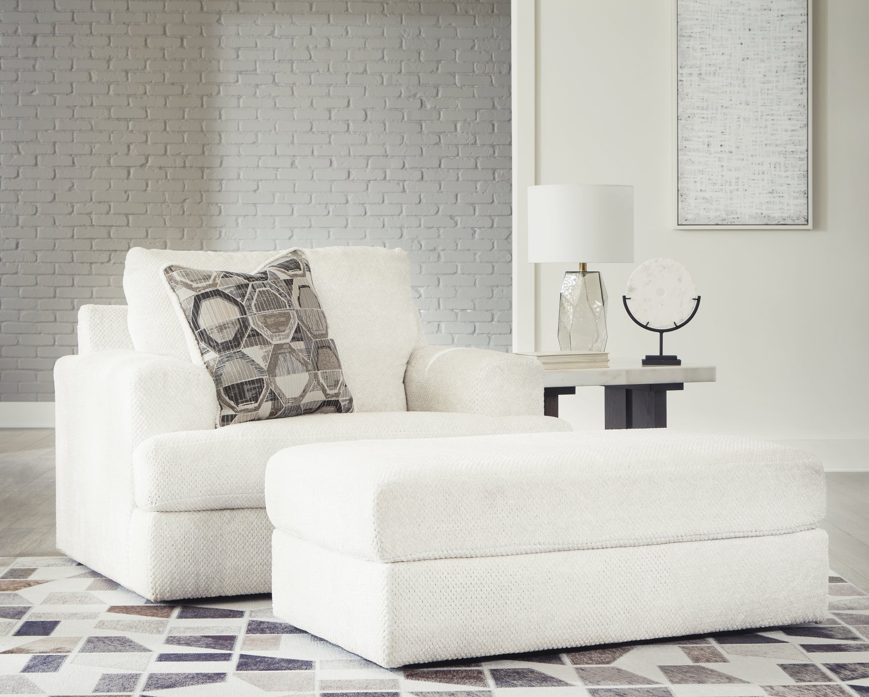 Karinne Linen Chair and Ottoman