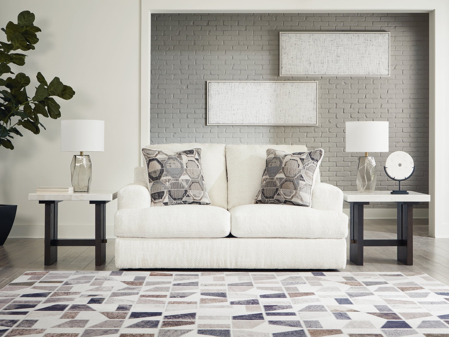 Karinne linen sofa, loveseat, chair, and ottoman furniture set
