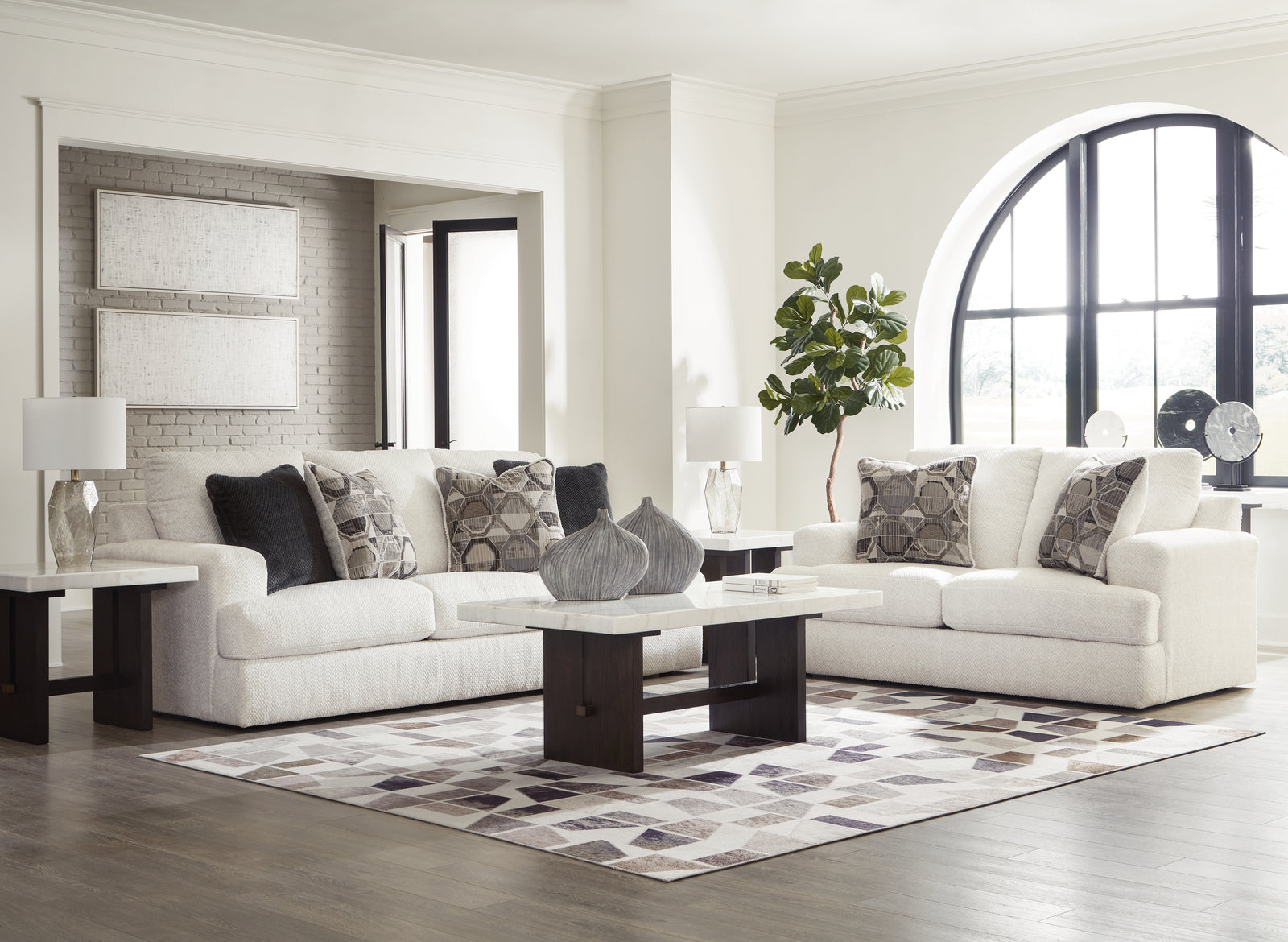 main view of Karinne Linen Sofa and Loveseat furniture