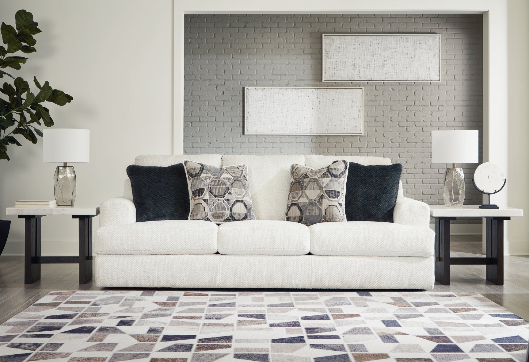 Karinne linen sofa, loveseat, chair, and ottoman furniture set
