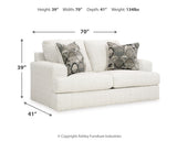 Dimension diagram of loveseat