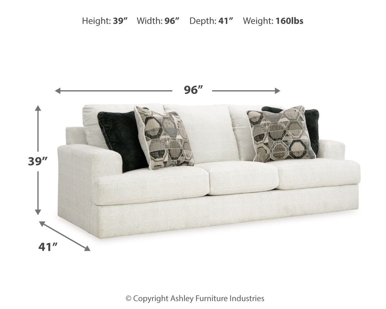 Dimension diagram of sofa