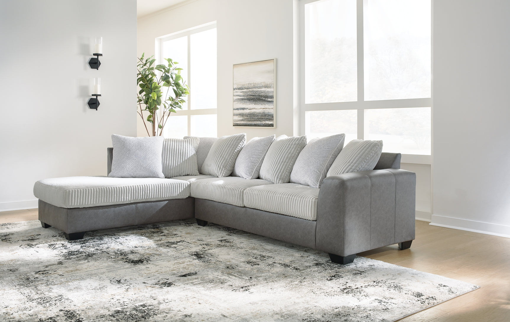 Side profile of Clairette Court Alloy Chenille sectional with chaise