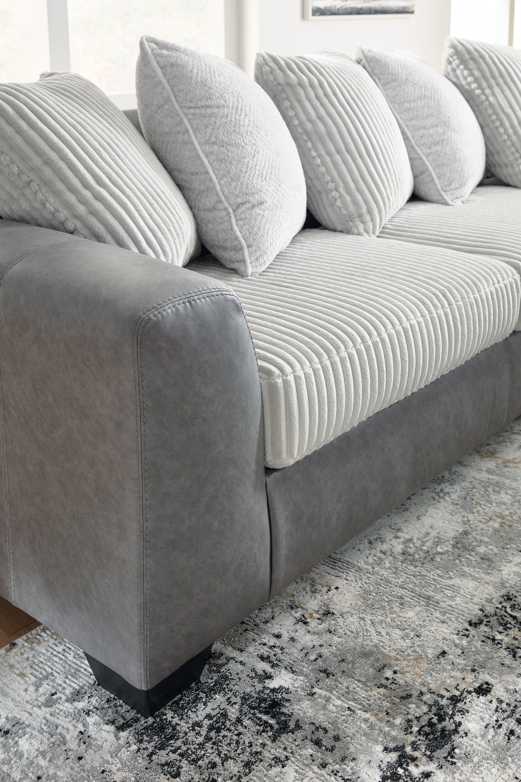 Close-up of alloy chenille fabric texture on Clairette Court sectional