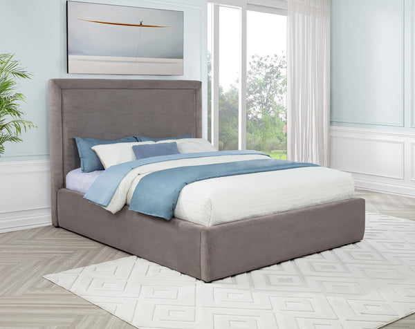 Lawson bed side angle showing padded upholstery