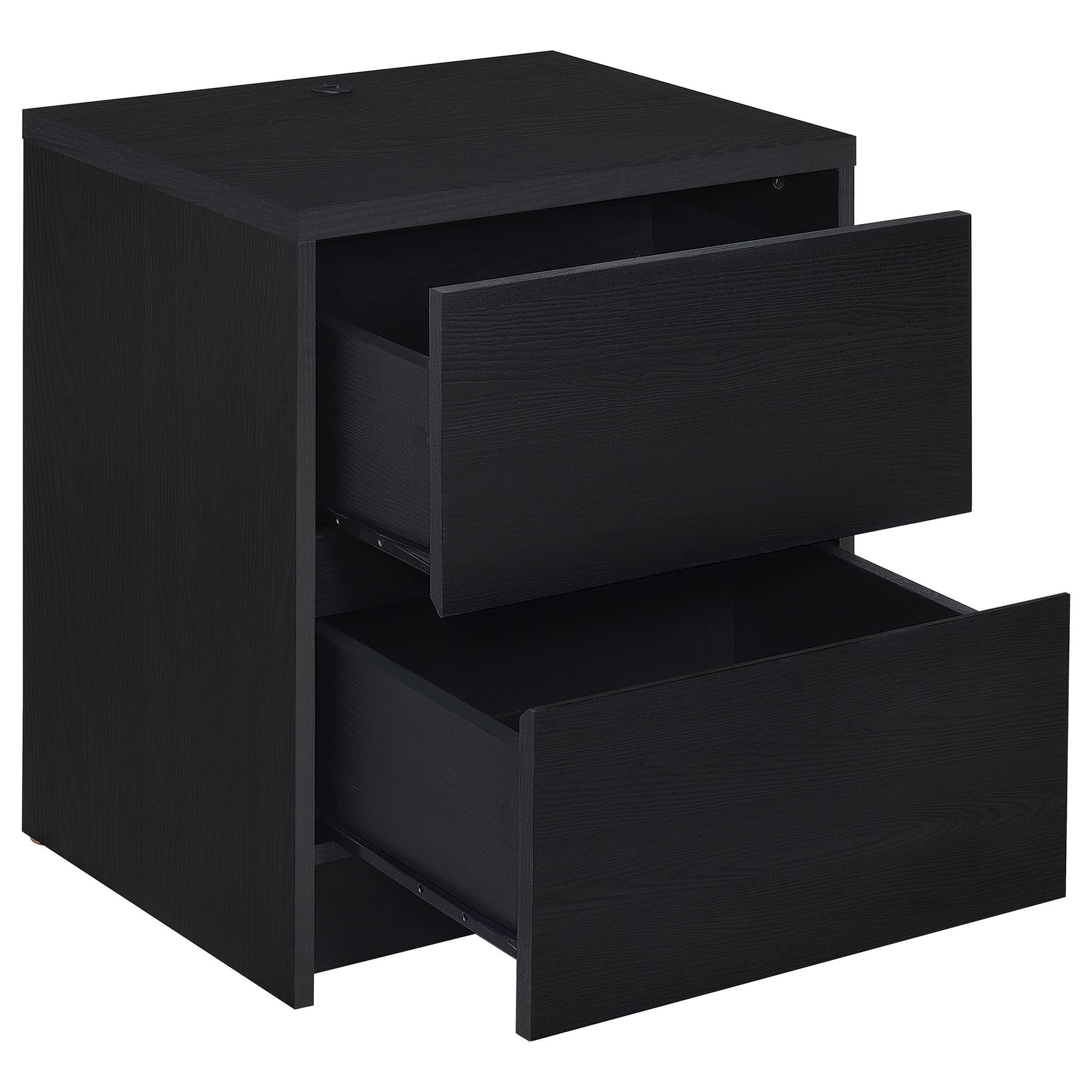 Open drawer of Westpark nightstand showing storage space