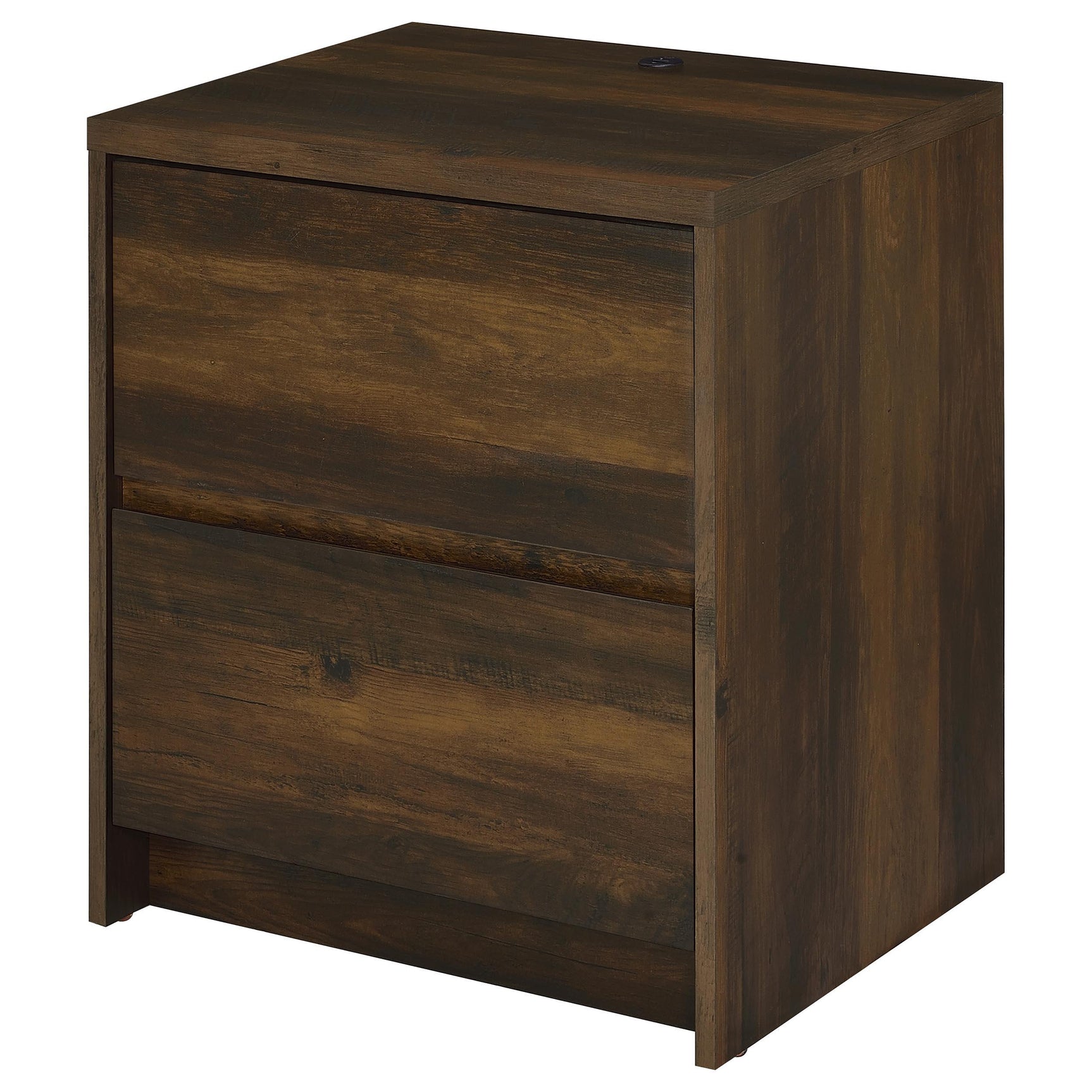 Back view showing wire management hole on nightstand