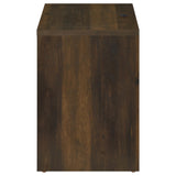 Nightstand illuminated by soft motion sensor LED light at base