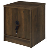 Top surface of nightstand with wood grain finish