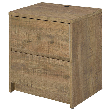 Nightstand with LED light glowing softly at base