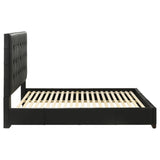 Low-profile platform bed rails with leather upholstery