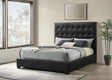 Medley black genuine leather queen platform bed side angle