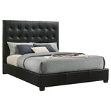 Detail of grid-tufted headboard on Medley queen bed