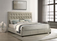 Medley Genuine Leather Eastern King Platform Bed tan, headboard detail