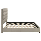Medley leather bed wooden legs detail