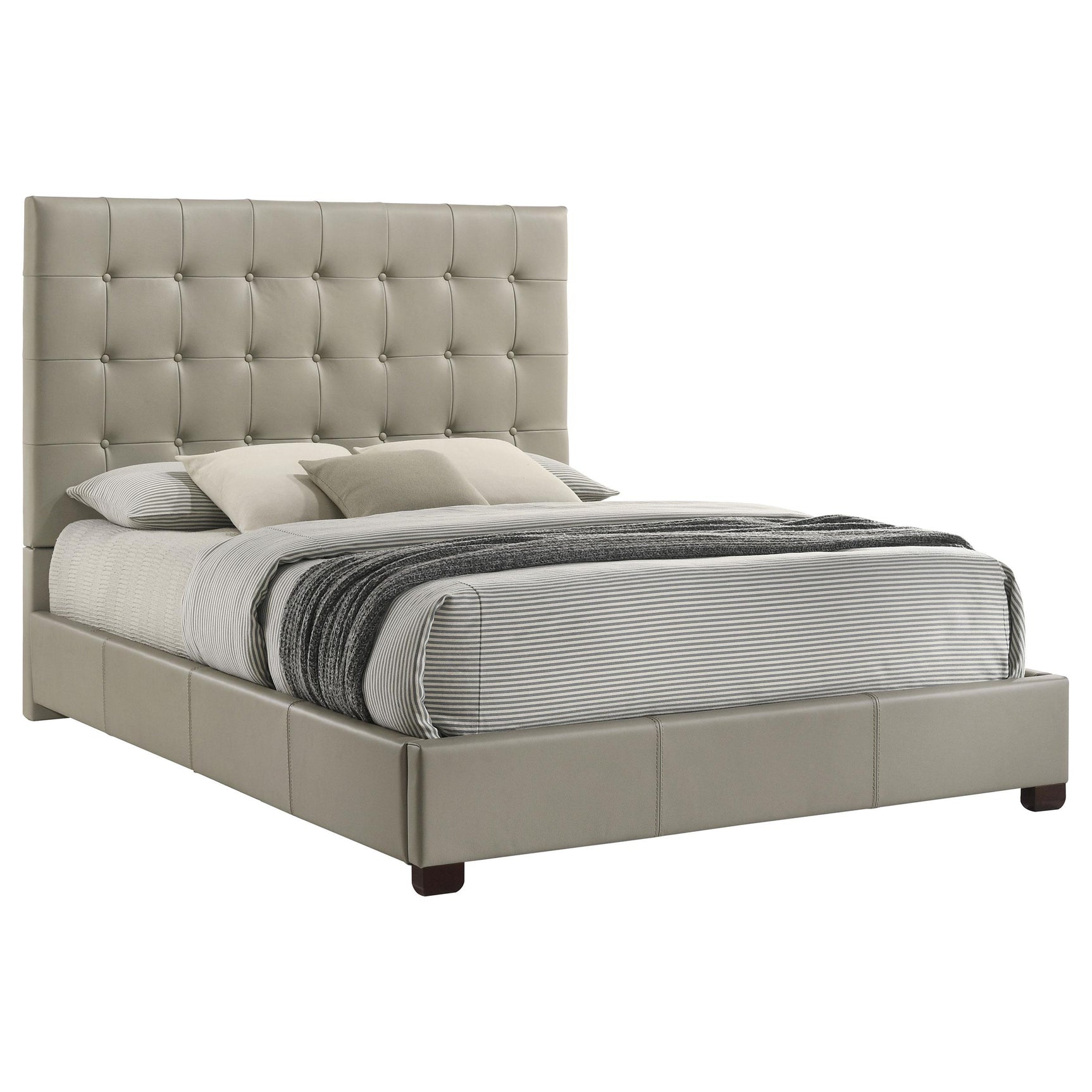 Side angle of Medley genuine leather queen panel platform bed