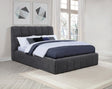 Side angle of Nollet Grey Upholstered Queen Platform Bed